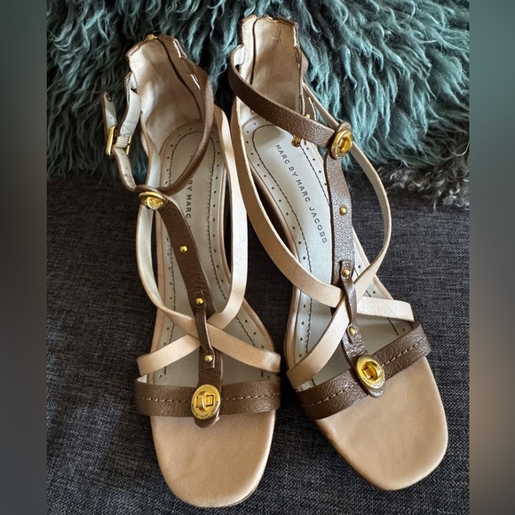 Marc by Marc Jacobs Leather Strappy Wedge Sandals Size 37.5 EU / 7 US - Picture 10 of 12